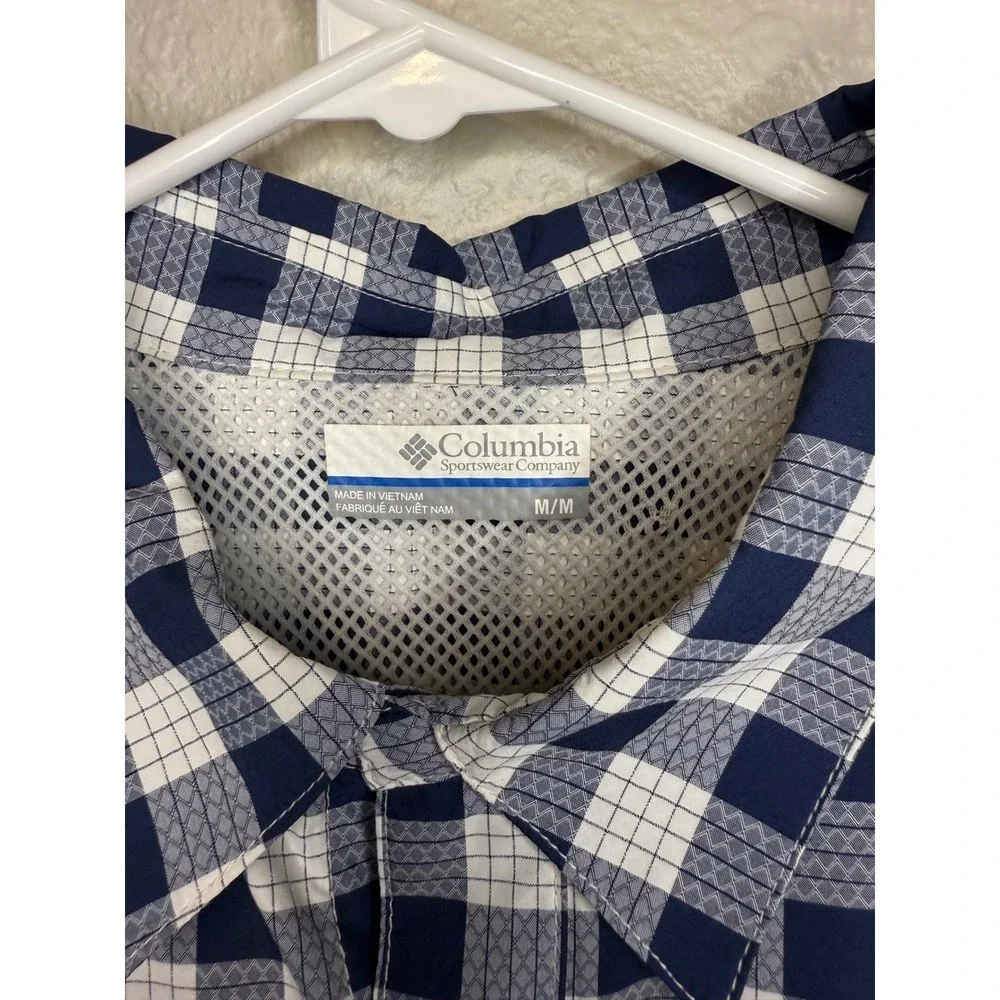 Columbia Mens Shirt Medium M Plaid Button Up Short Sleeve Casual